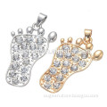 38*24mm silver and gold plated full diamond foot gold pendant designs men